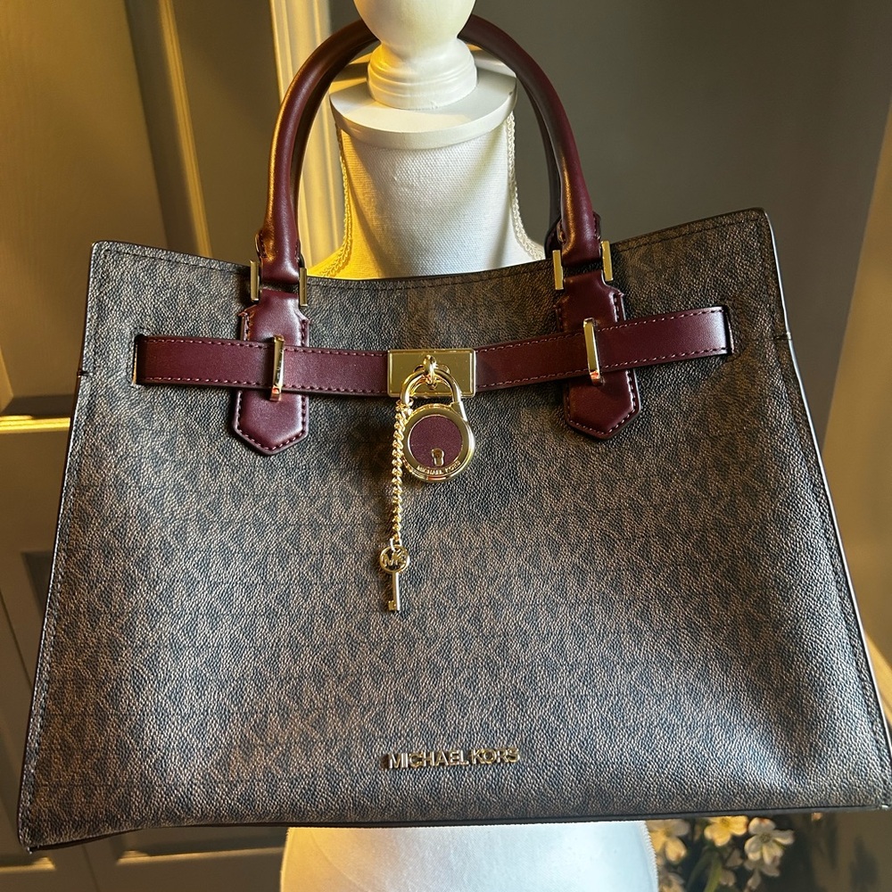 Michael Kors Burgundy and Brown Handbag